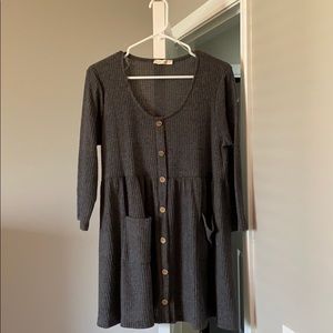 Gray button down baby doll shirt
